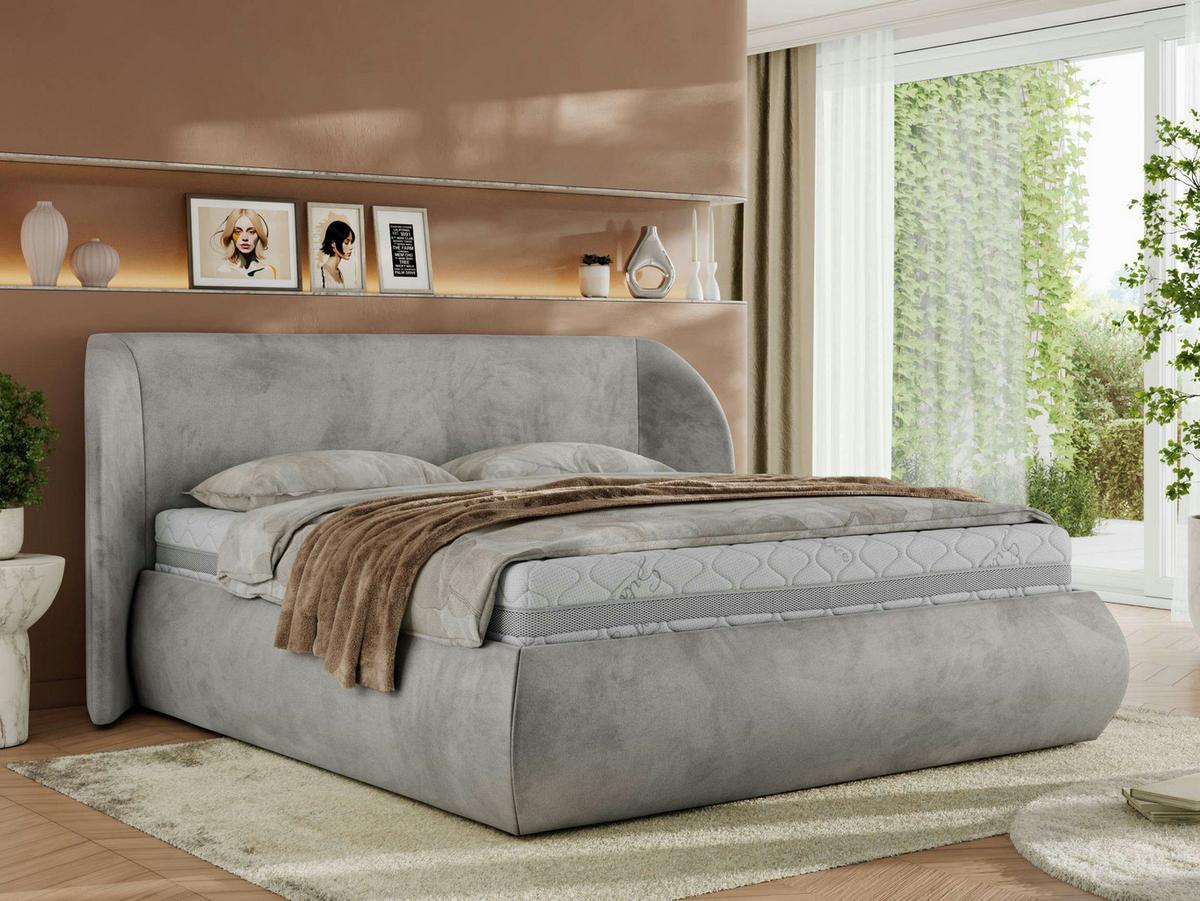 POLSTERBETT CAELA CLASSIC 160/200 - Hellgrau Velvet - Multipocket-Matratze - Hellgrau, Textil (160/200cm) - MKS