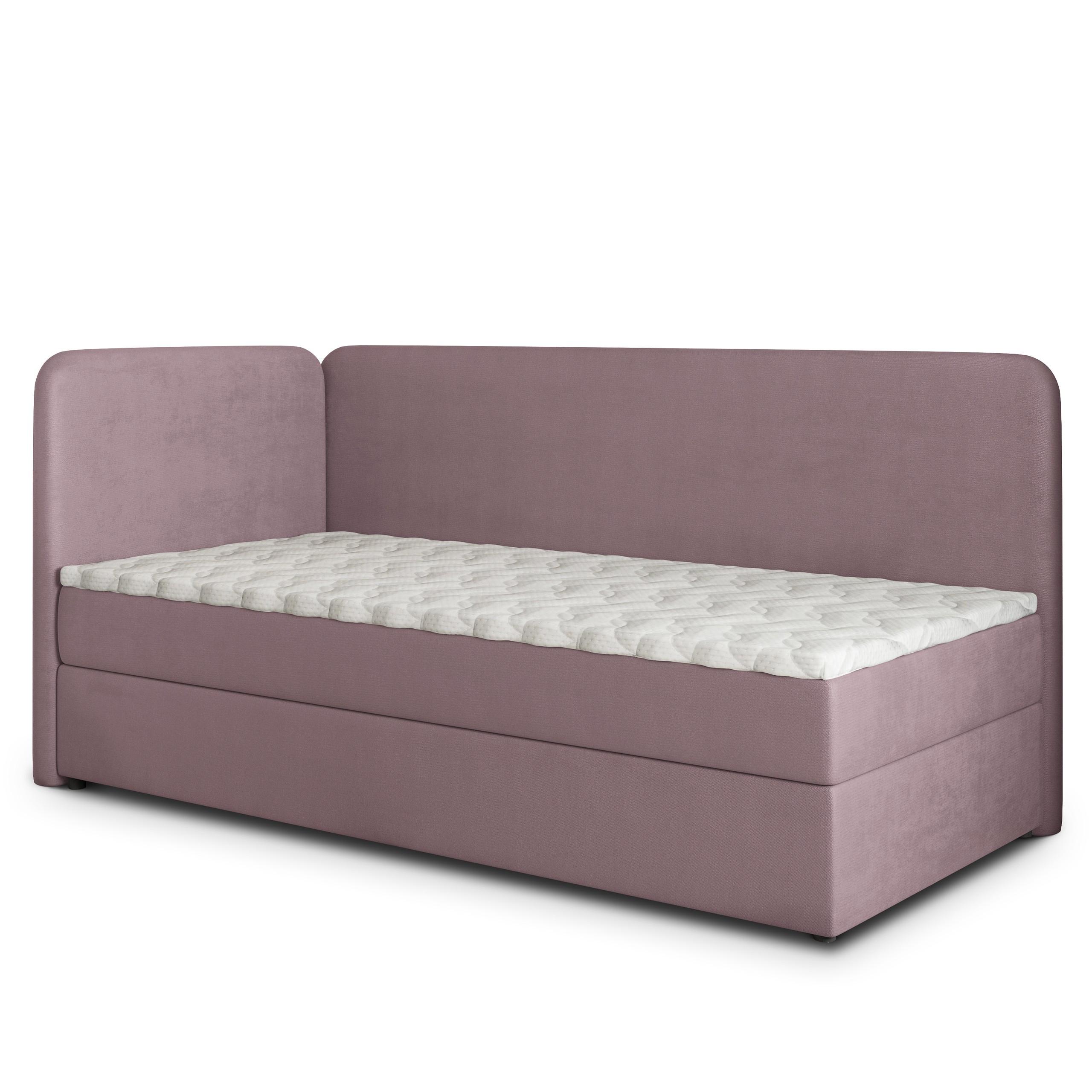 BOXBETT GINA 80x200 cm mit Matratze und Topper, H2+H3 - Rosa - Rosa, Holz (80/200cm) - MASSENO