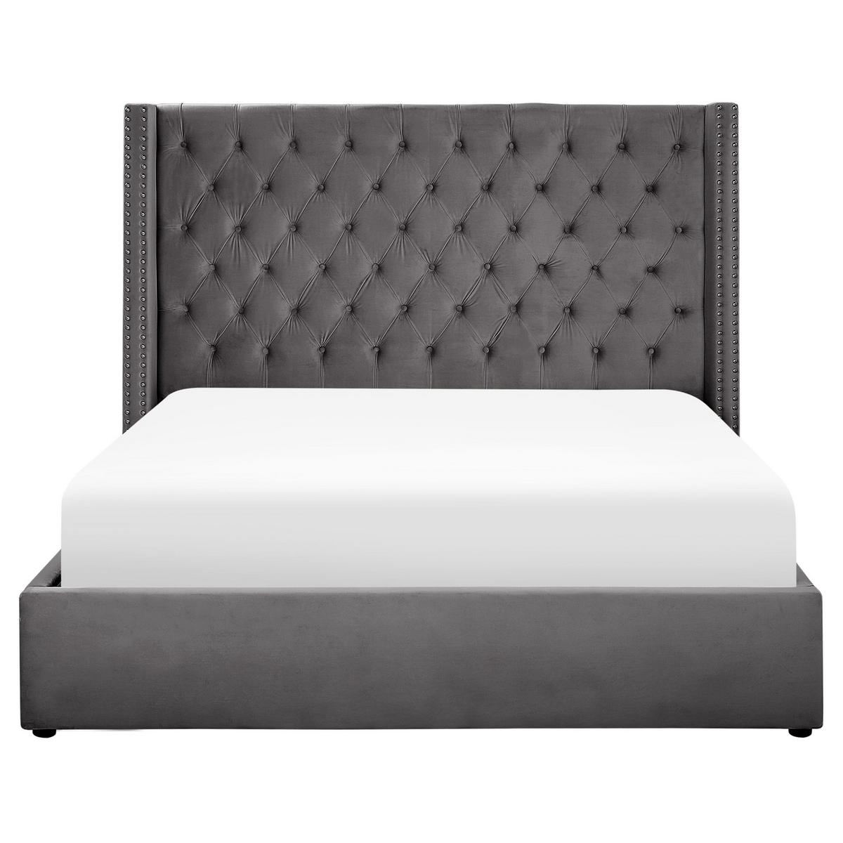 POLSTERBETT 160/200cm Grau Lubbon - Grau, Textil (160/200cm) - Beliani