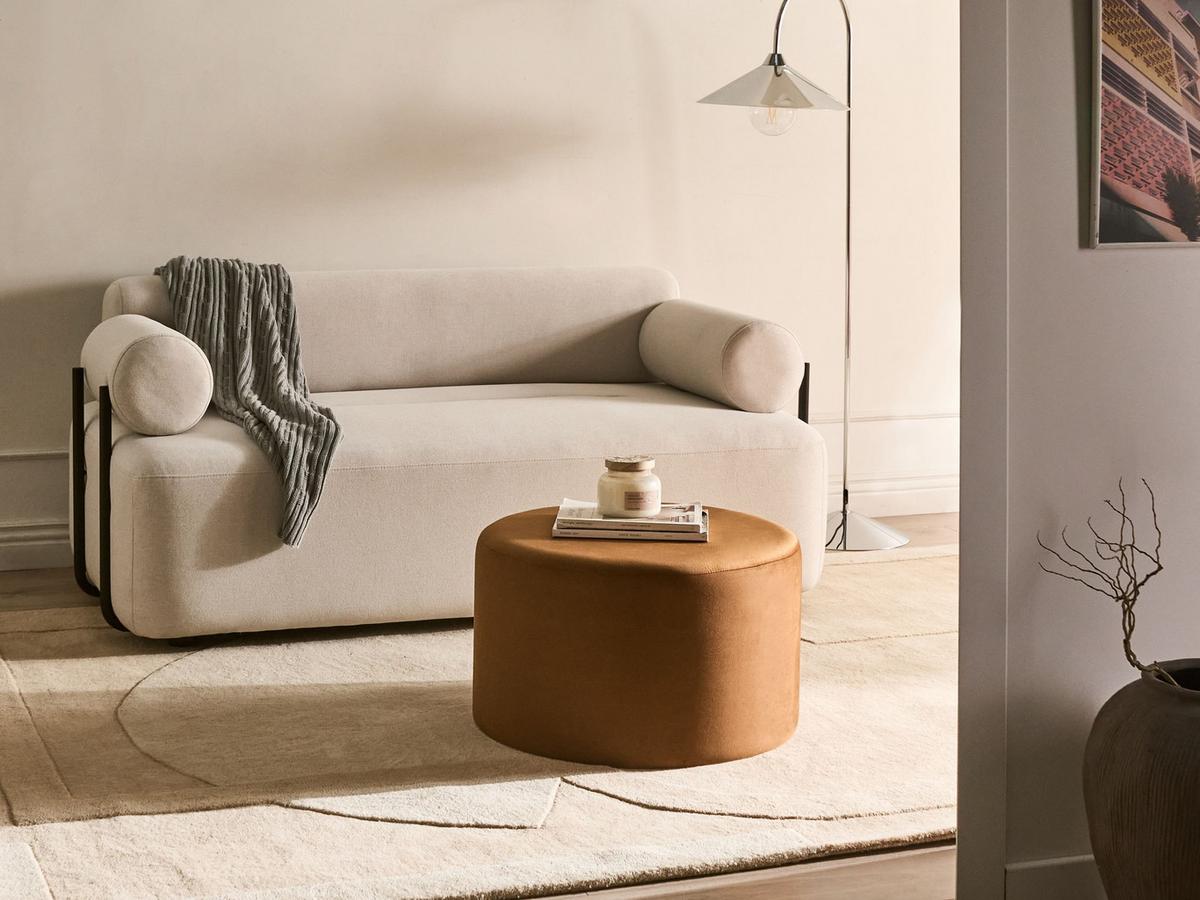 POUF Samtstoff Goldbraun Millen - Goldfarben, Textil (61/36/61cm) - Beliani