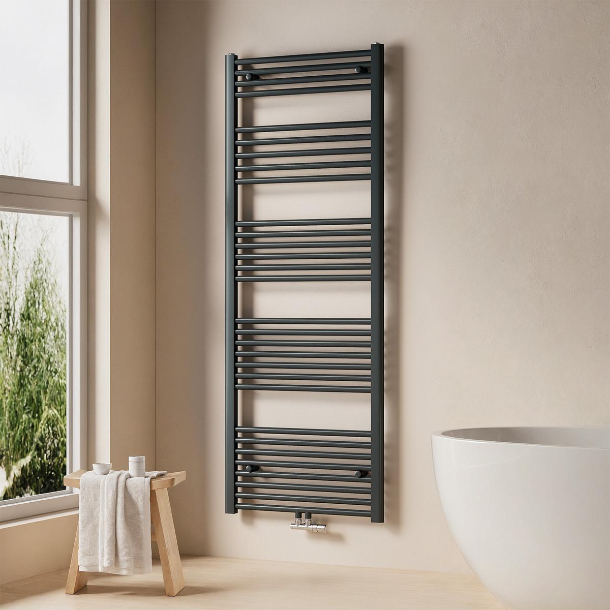 HEIZKÖRPER wasserführender Handtuchheizkörper Anthrazit 160/60/3 cm - Anthrazit, Metall (60/160/3cm) - EMKE