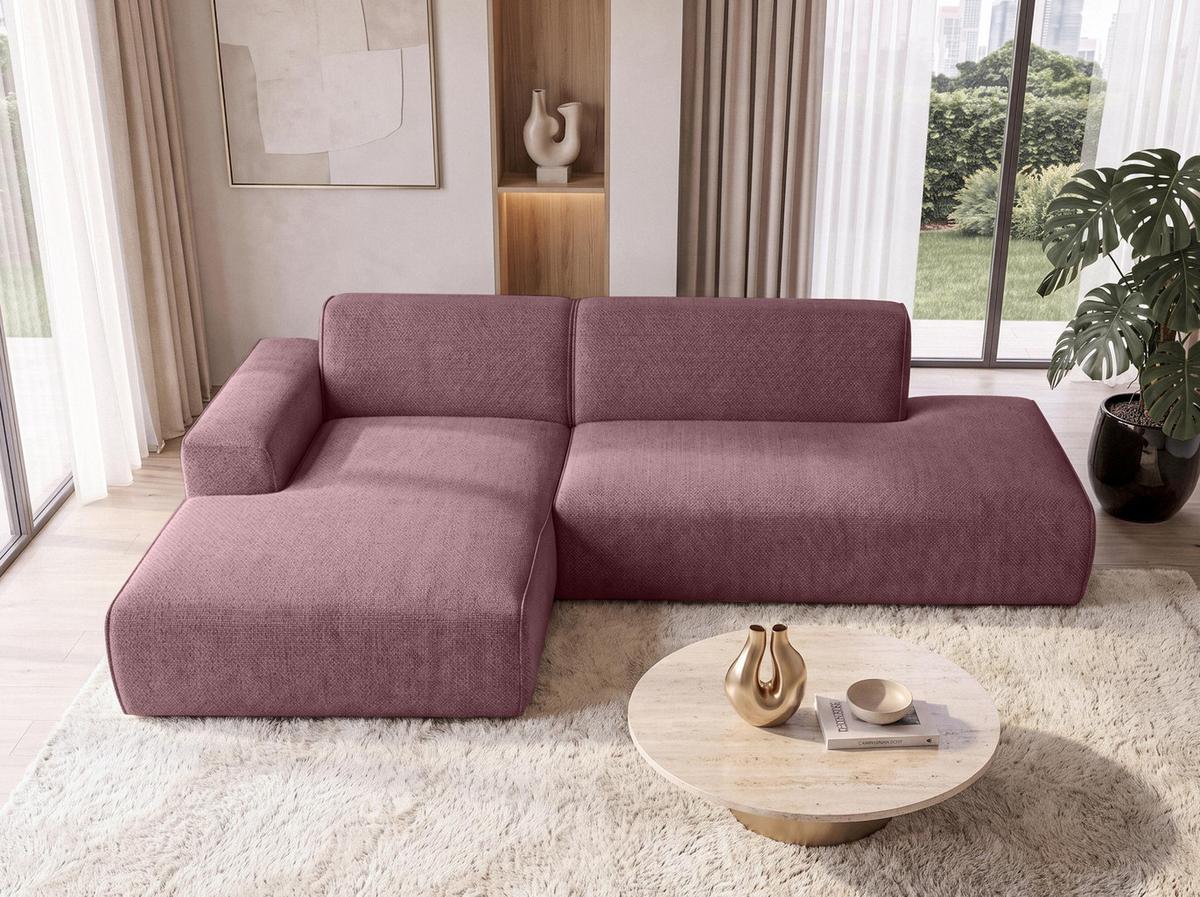 ECKSOFA L Form Didim Duo Rosa 288/162/80 cm – stilvolle kleine Eckcouch Links - Pink/Schwarz, Kunststoff/Textil (288/162cm) - AX Living
