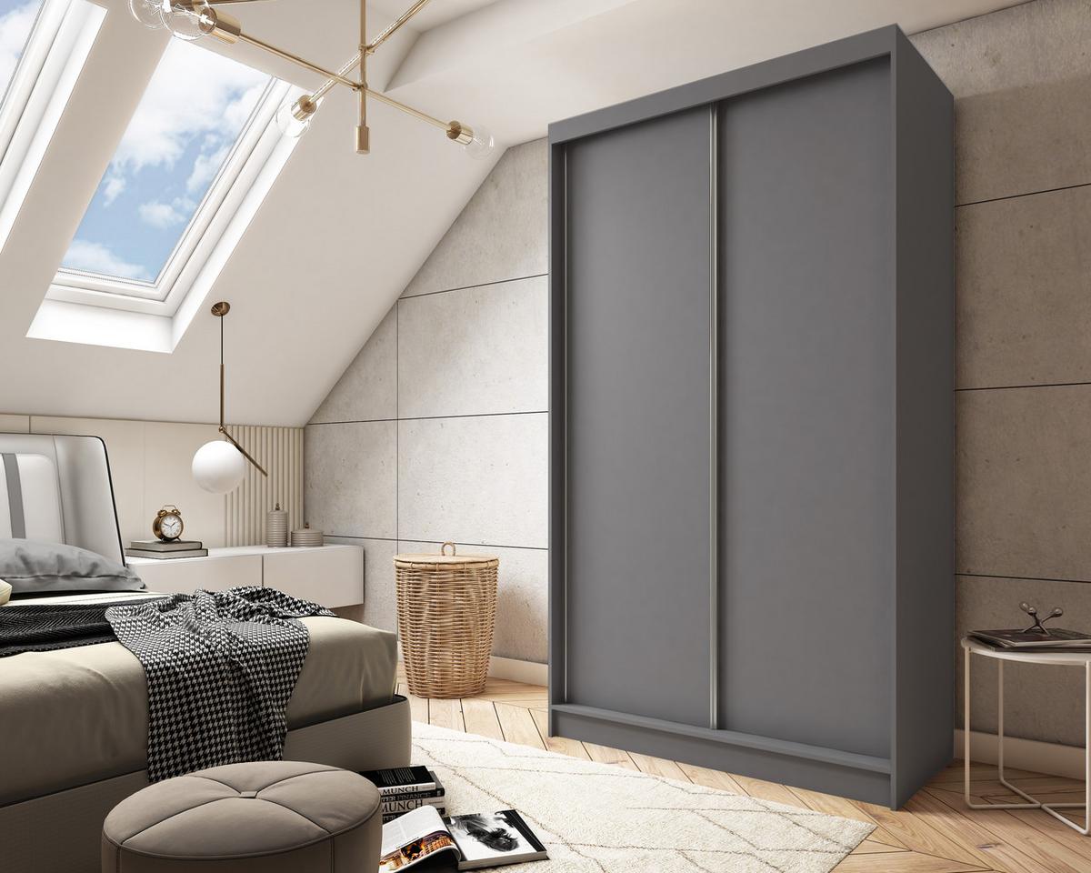 SCHWEBETÜRENSCHRANK SOFIA 120/216/61 cm 2-türig Grau - Grau, Holzwerkstoff (120/216/61cm) - MASSENO