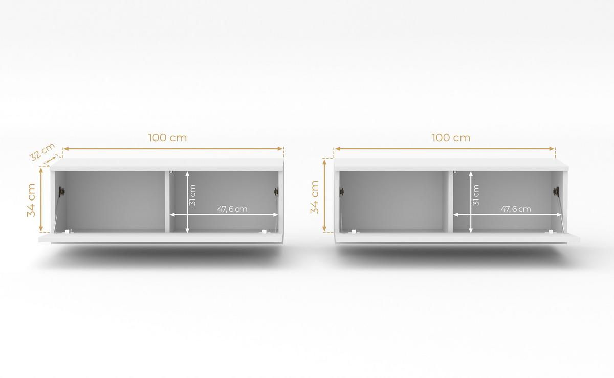 LOWBOARD Loriano 2x100 Beige Kaschmir 200/34/32 cm – TV Schrank - Beige, Holzwerkstoff/Kunststoff (200/34/32cm) - AX Living