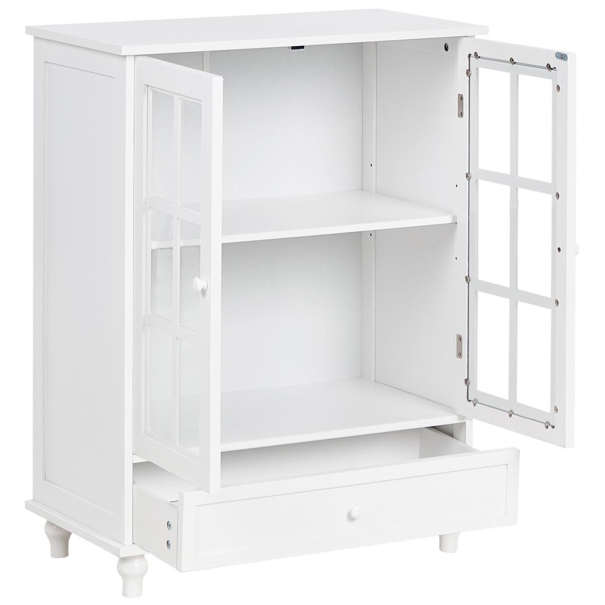 SIDEBOARD mit Glastüren 71 cm Weiß Carlet - Weiß, Holzwerkstoff (71/93/38cm) - Beliani
