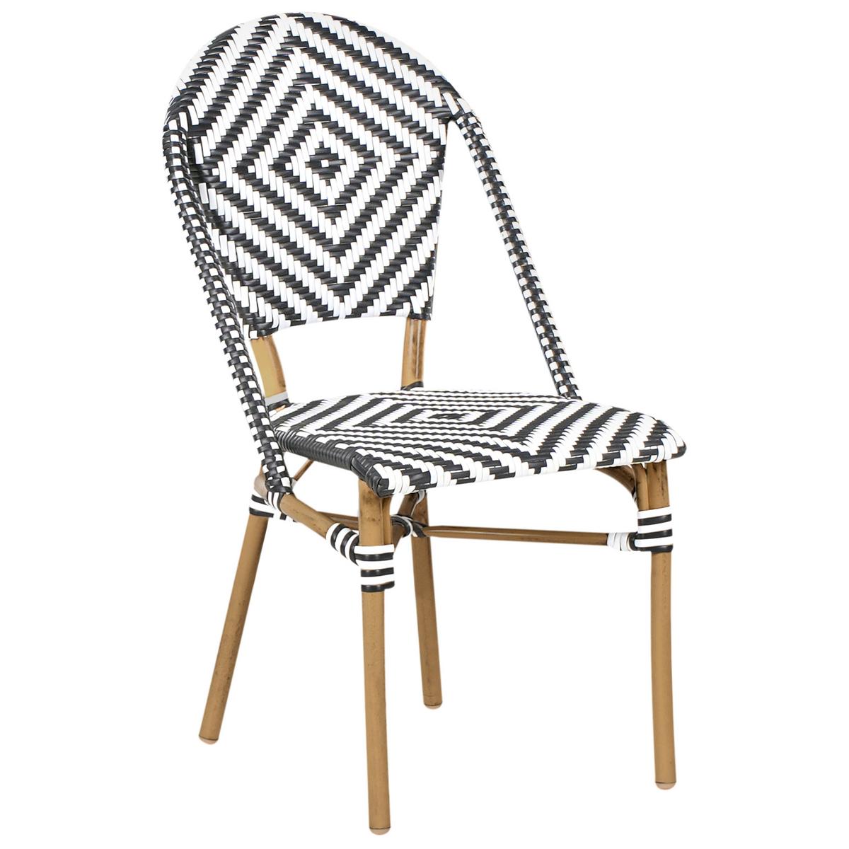 STUHL 4er-Set PE Rattan schwarz/weiß Rifreddo - Schwarz/Weiß, Kunststoff (46/88/55cm) - Beliani