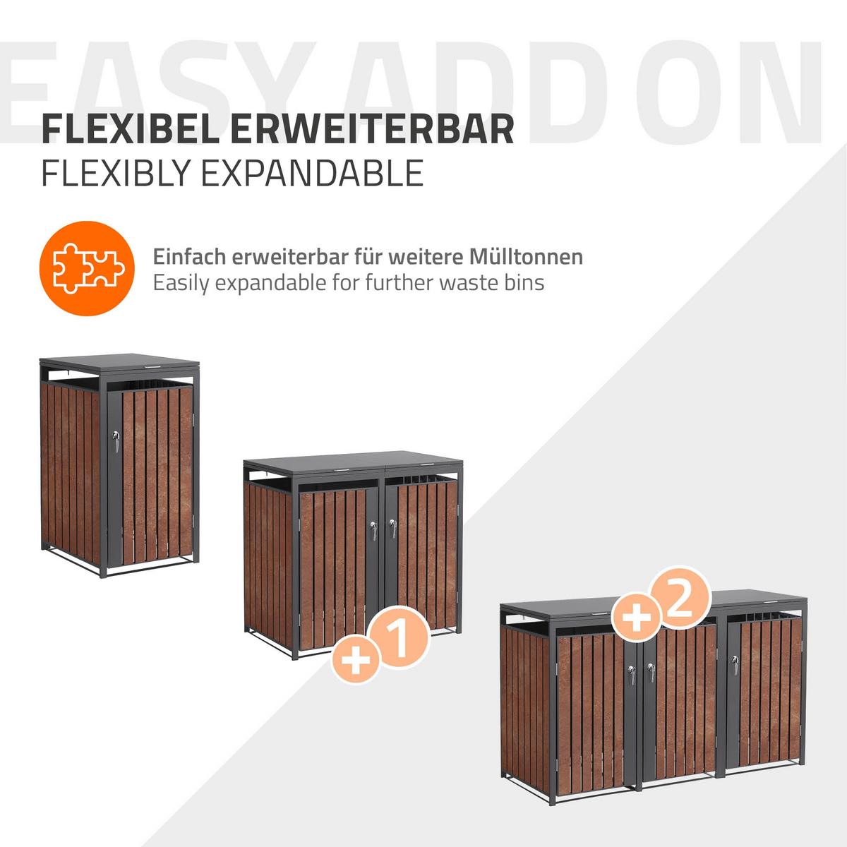 MÜLLTONNENBOX 1er Anthrazit-Rostoptik - Rotbraun, Metall (68/120/80cm) - ML-DESIGN