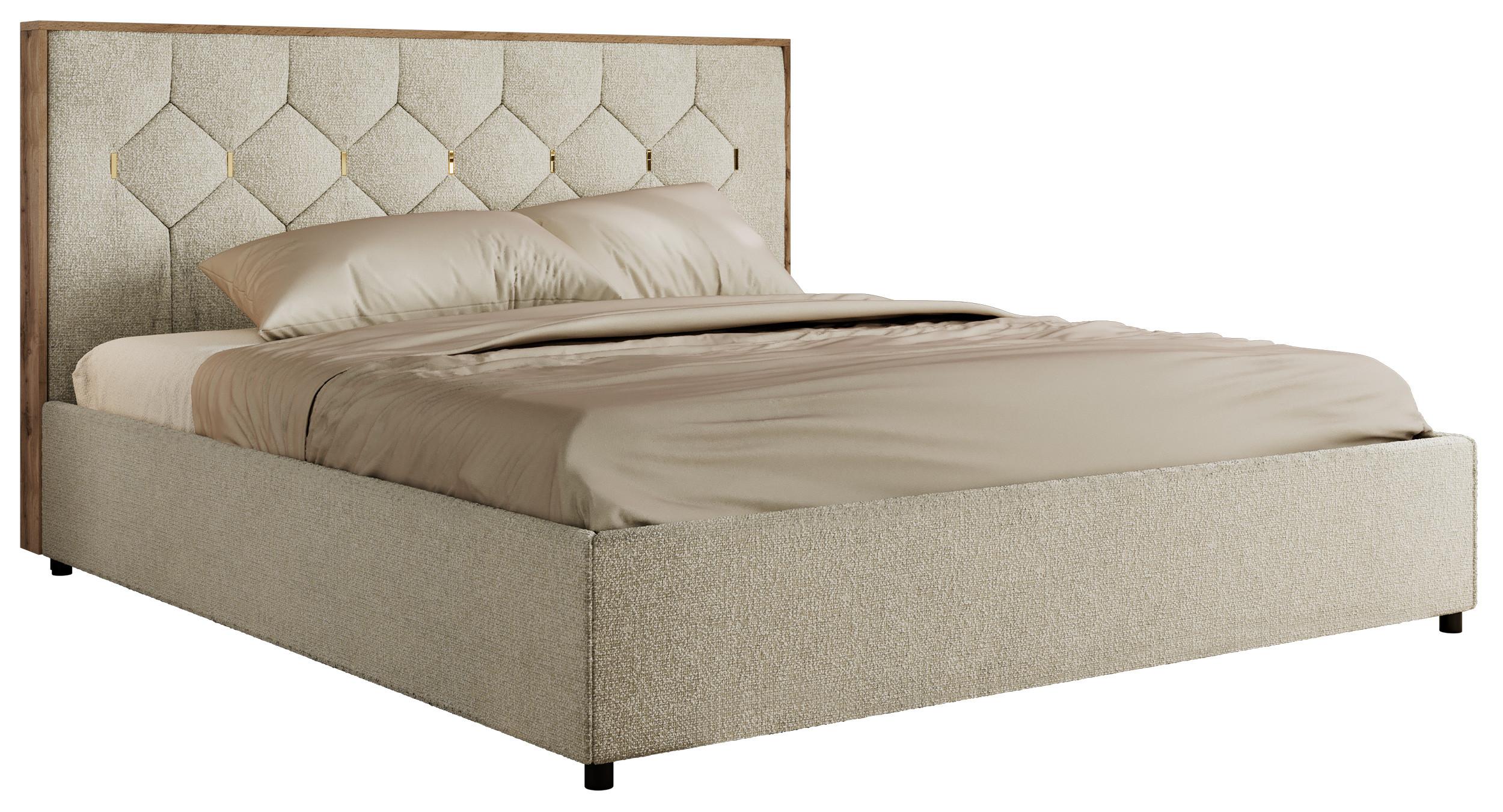 POLSTERBETT LARINO CLASSIC 160/200 - Creme Strukture - Schaum-Matratze - Creme, Textil (160/200cm) - MKS