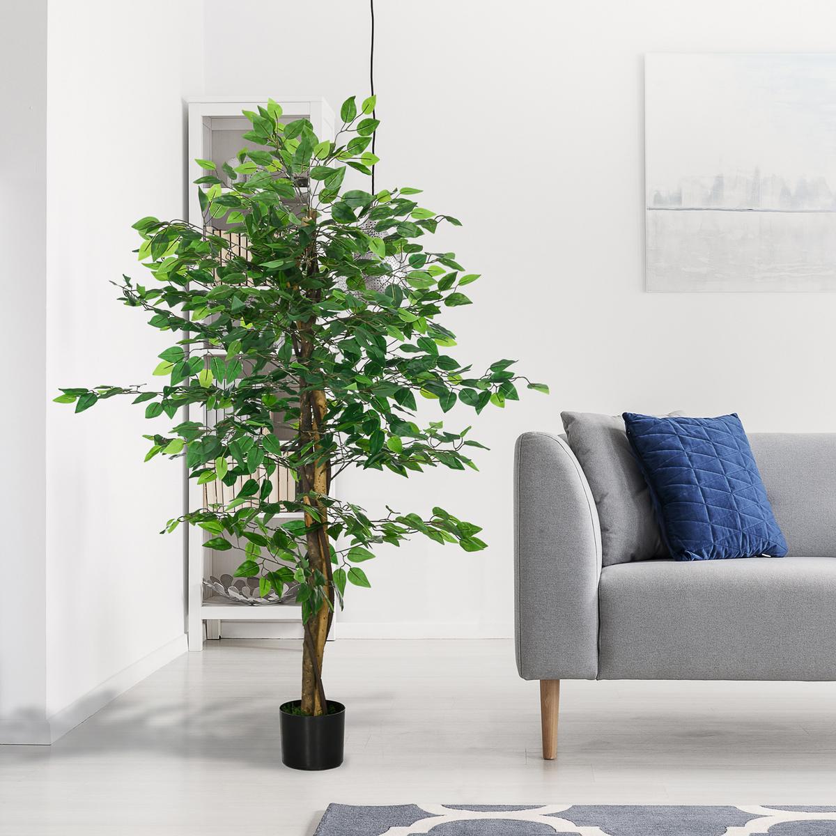 KÜNSTLICHE Pflanze, 150 cm Kunstpflanze mit Übertopf, Kunstmoos für Wohnzimmer - Grün, Kunststoff (150cm) - HOMCOM