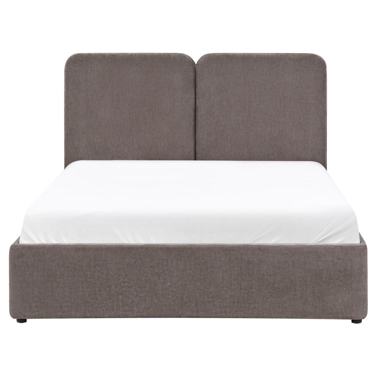 BETT mit Stauraum 140/200 cm Chenillegewebe Taupe Arbois - Taupe, Textil (140/200cm) - Beliani