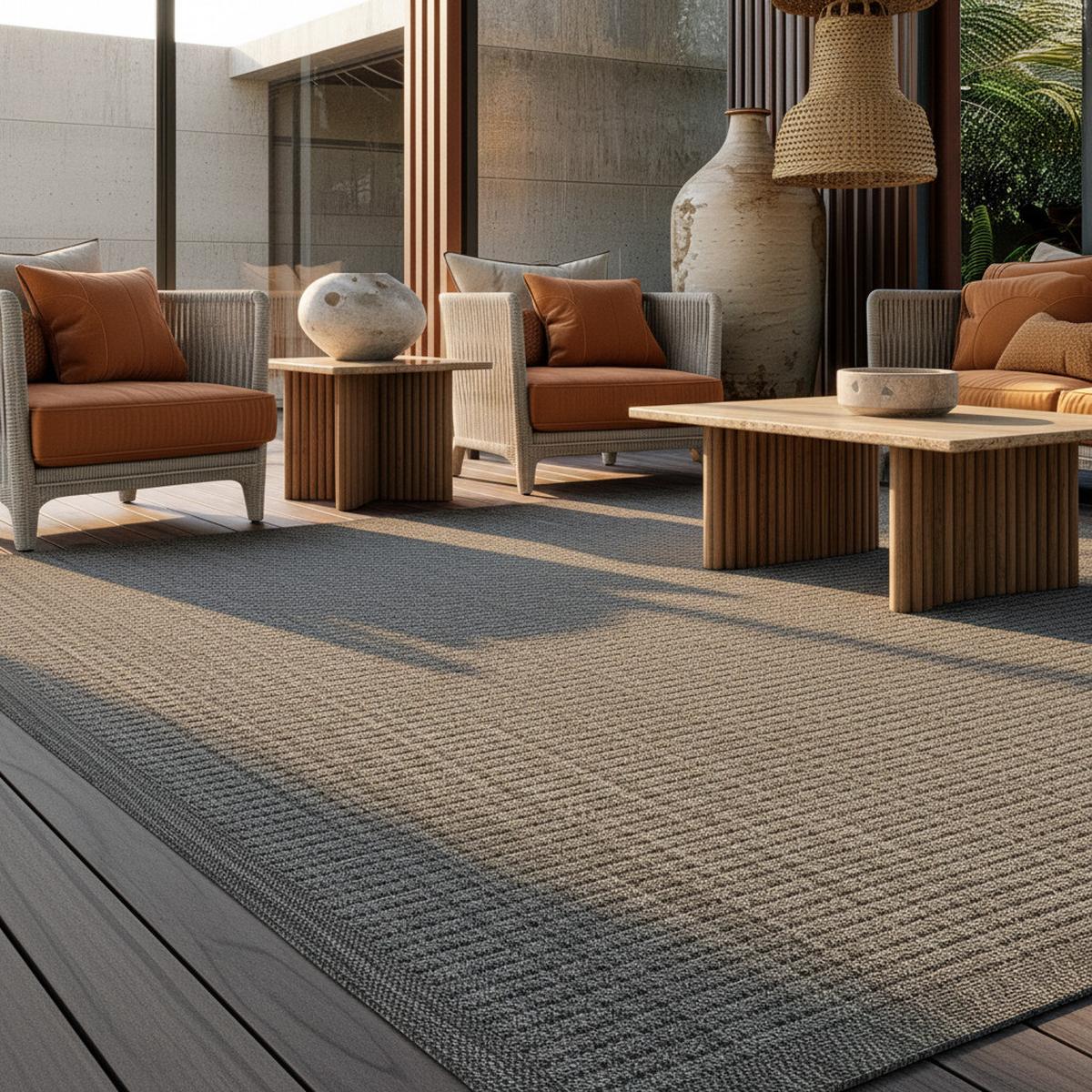 TEPPICH Outdoor DAFNE in Schwarz, einfarbig, 140 x 200 cm - Grau, Textil (200/140cm) - KADIMA DESIGN