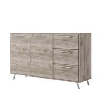KOMMODE ELISE 140/86/41cm mit 3 Schubladen 2 Türen Eichefarben - Eichefarben, Holzwerkstoff (140/86/41cm) - MASSENO