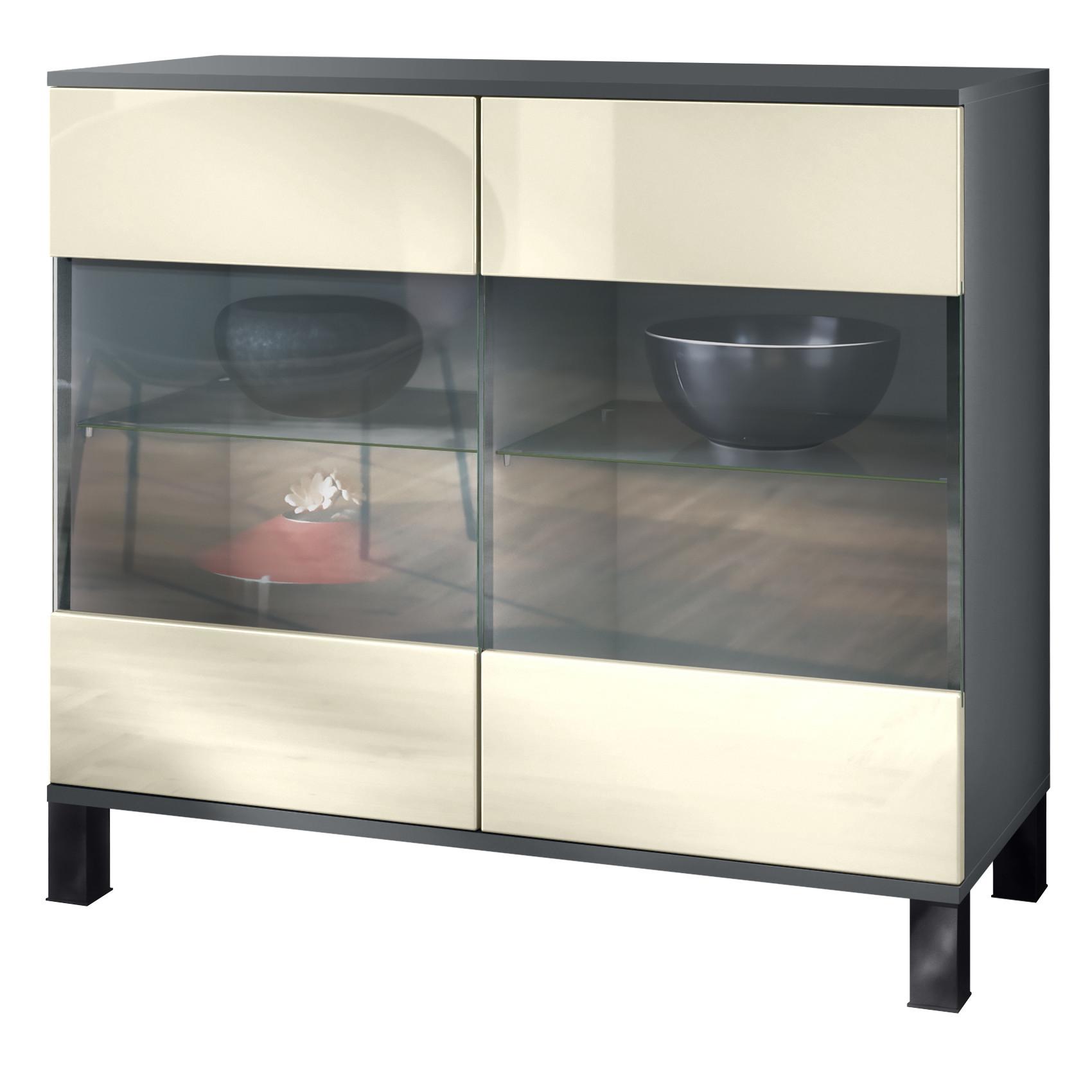 KOMMODE Bari Creme Hochglanz - Creme, Holzwerkstoff (92.5/84.5/35cm) - Vladon