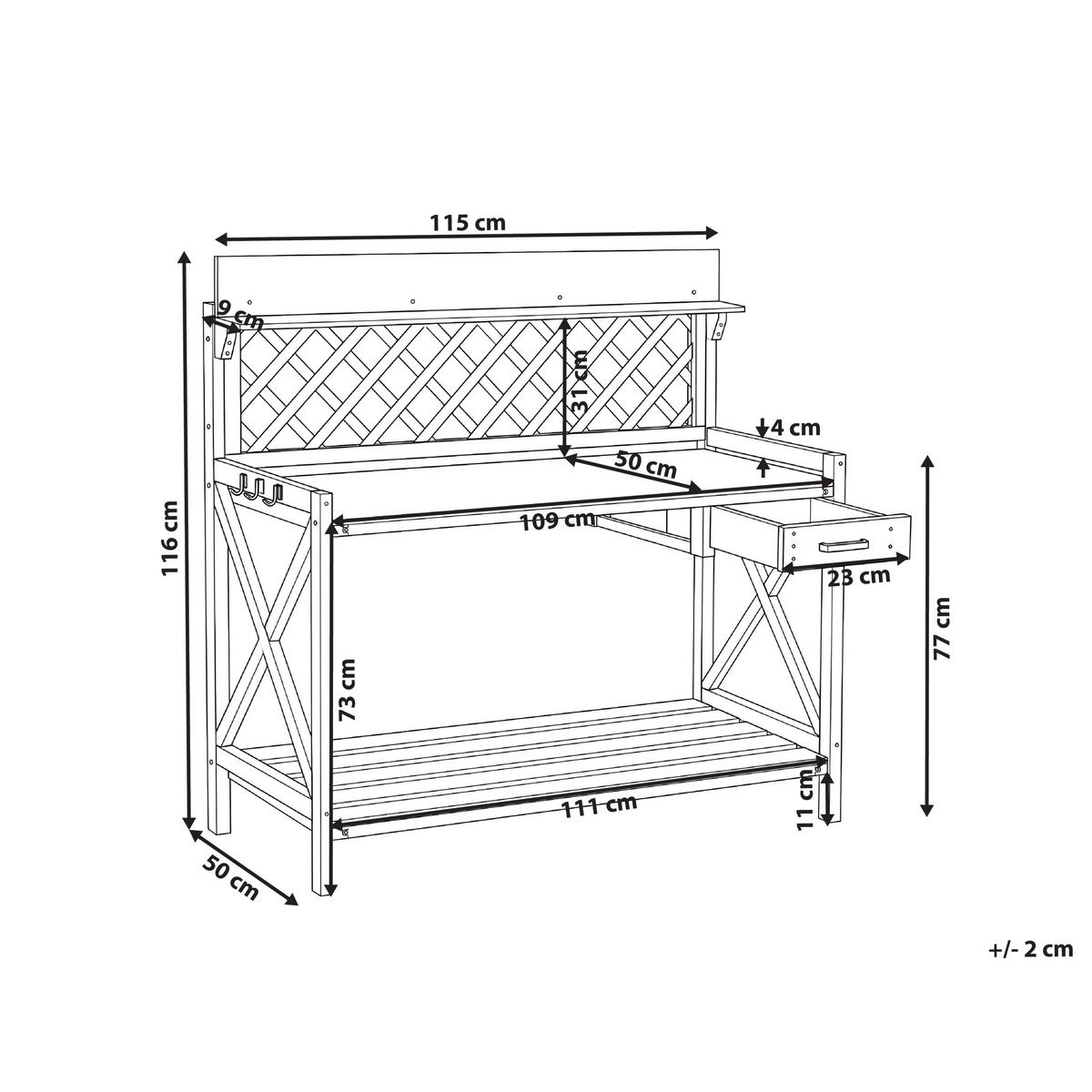 PFLANZTISCH 115/116 cm Tannenholz Hellbraun Sperlinga - Hellbraun/Braun, Holz - Beliani