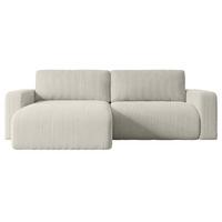 ECKSOFA mit Schlaffunktion und Bettkasten KLEEA-L - 247x143x83 cm Creme Cord - Hellgrau/Creme, Holzwerkstoff/Kunststoff (247/143cm) - ALTDECOR
