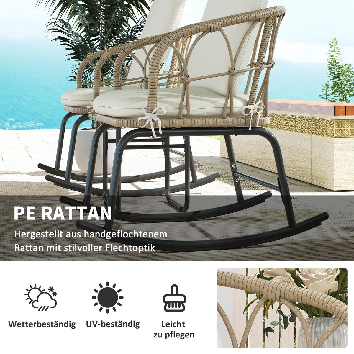 GARTENMÖBEL Set, Stahl, PE, Gelb+Creme - Gelb, Metall - Outsunny