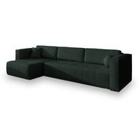 ECKSOFA OLVERA Grün Geflochtener Stoff mit Schlaffunktion - Grün, Holz (347/148cm) - MASSENO