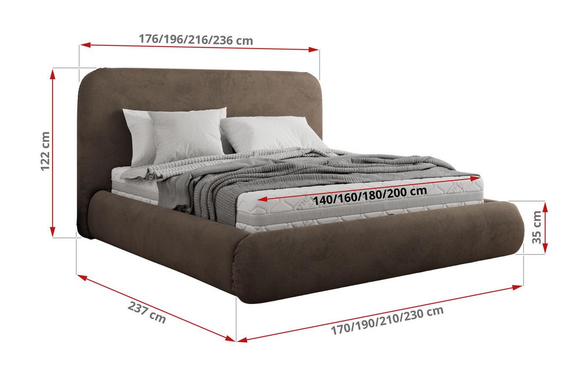 POLSTERBETT BENEA CLASSIC 140/200 - Braun Velvet - Multipocket-Matratze - Braun, Textil (140/200cm) - MKS