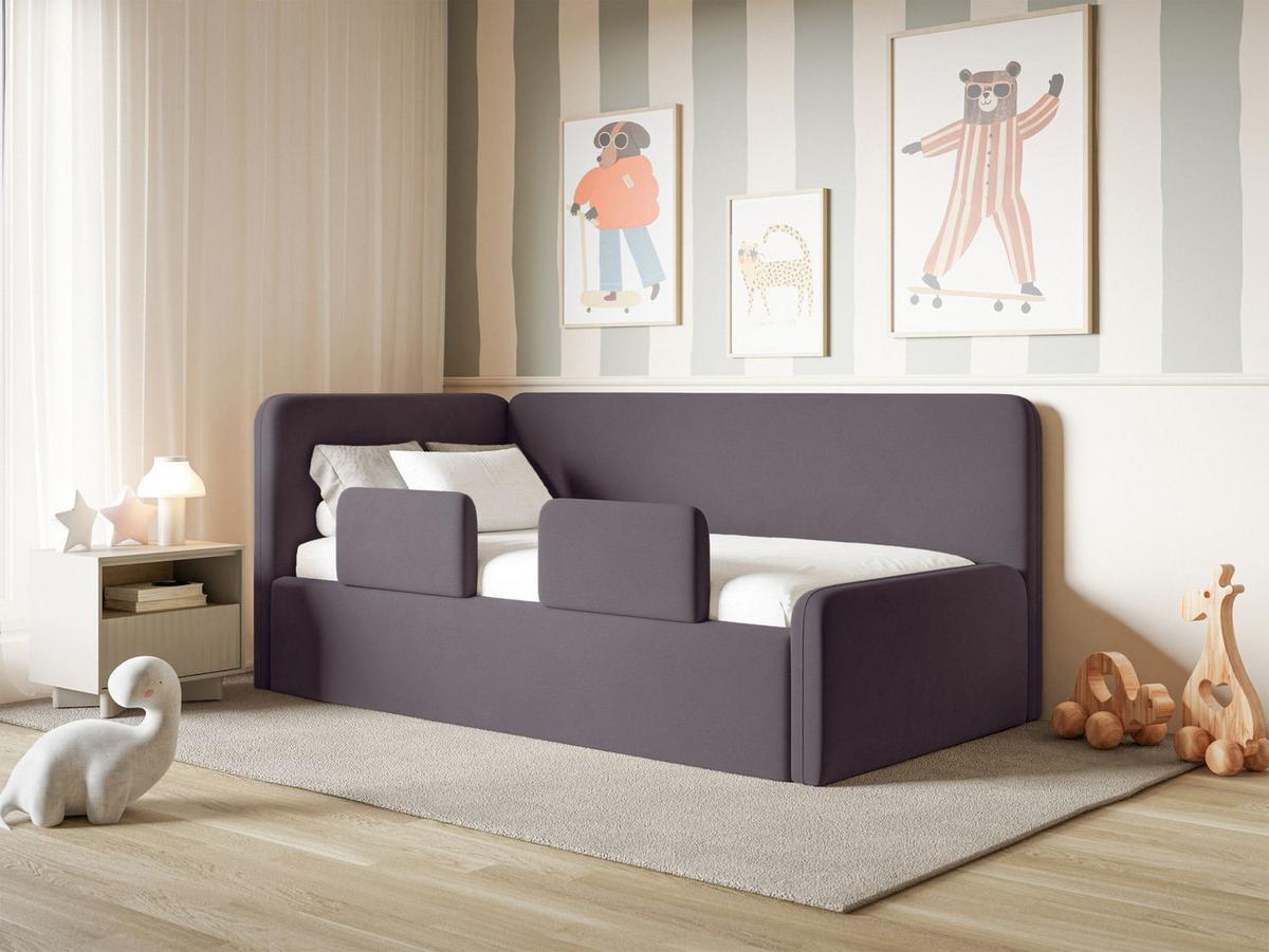 KINDERBETT Fanko Samt Violett 90x200 cm - Lila/Schwarz, Kunststoff/Textil (90/200cm) - Selsey
