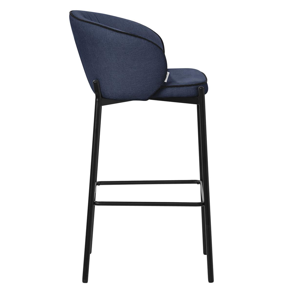 BARHOCKER 2er Set Dunkelblau mit Stoffbezug - Schwarz/Dunkelblau, Textil/Metall (50/101/54cm) - ML-DESIGN