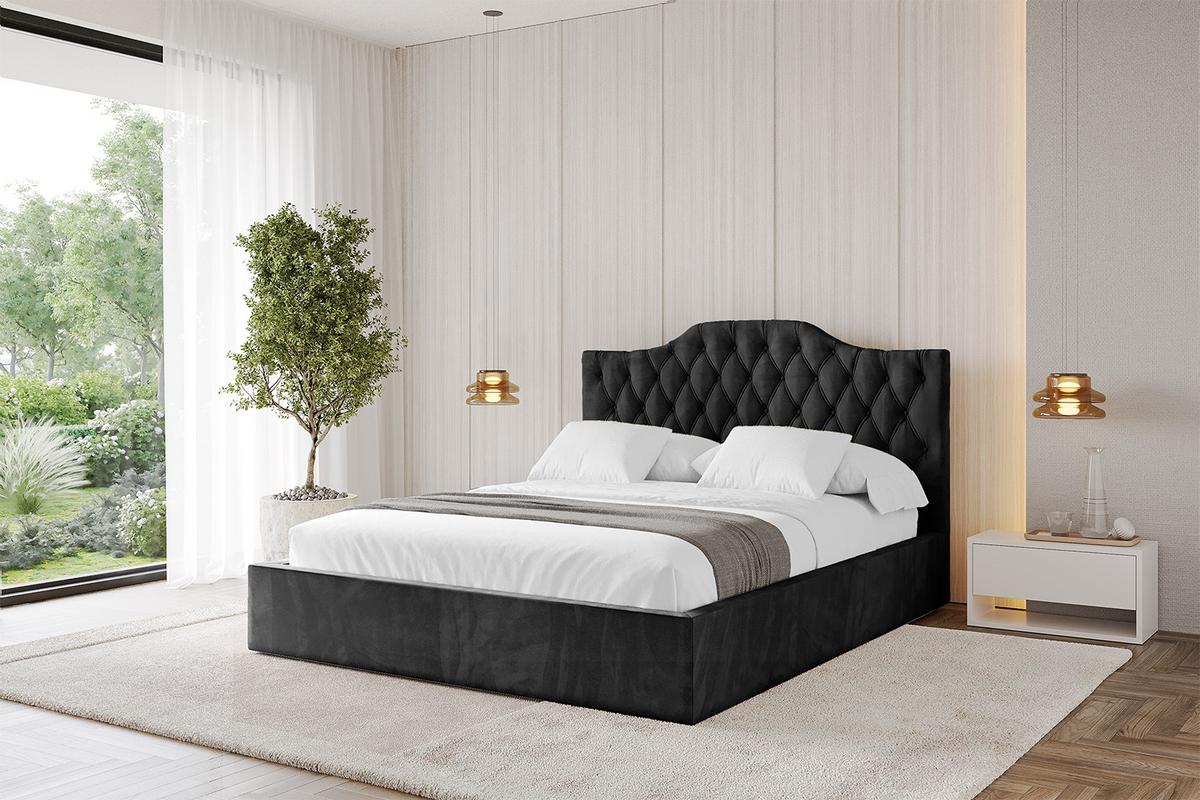 POLSTERBETT mit Bettkasten und Lattenrost, Boxbett ohne Matratze - FALIO 120x200 Schwarz - Schwarz, Holzwerkstoff/Textil (120/200cm) - ALTDECOR