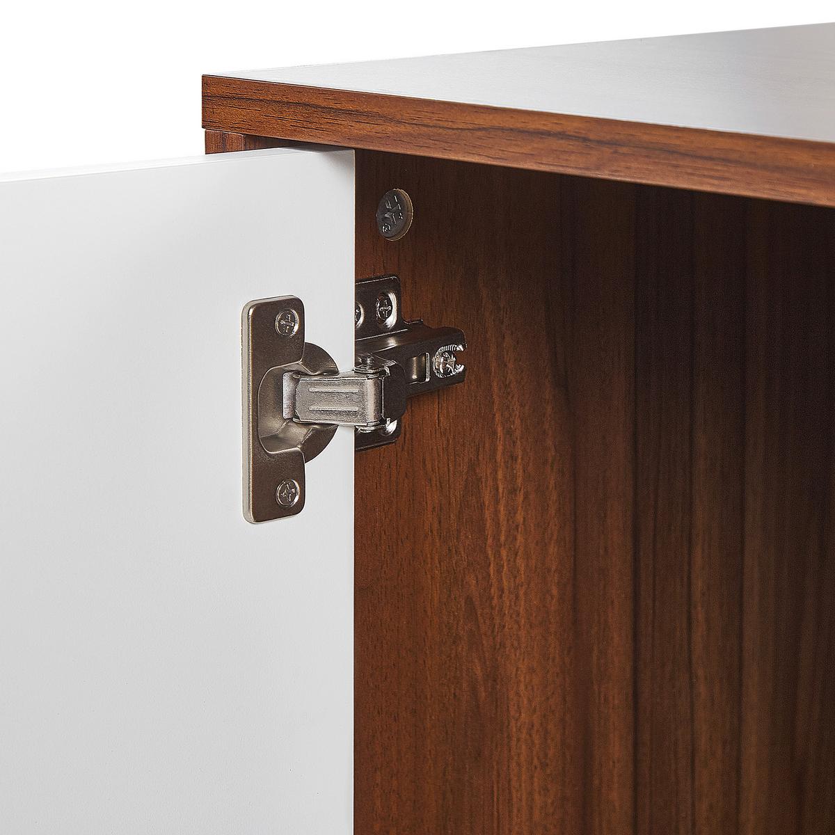 TV-MÖBEL Weiß/Dunkler Holzfarbton/Schwarz Nueva - Dunkelbraun/Schwarz, Holzwerkstoff (150/55/40cm) - Beliani