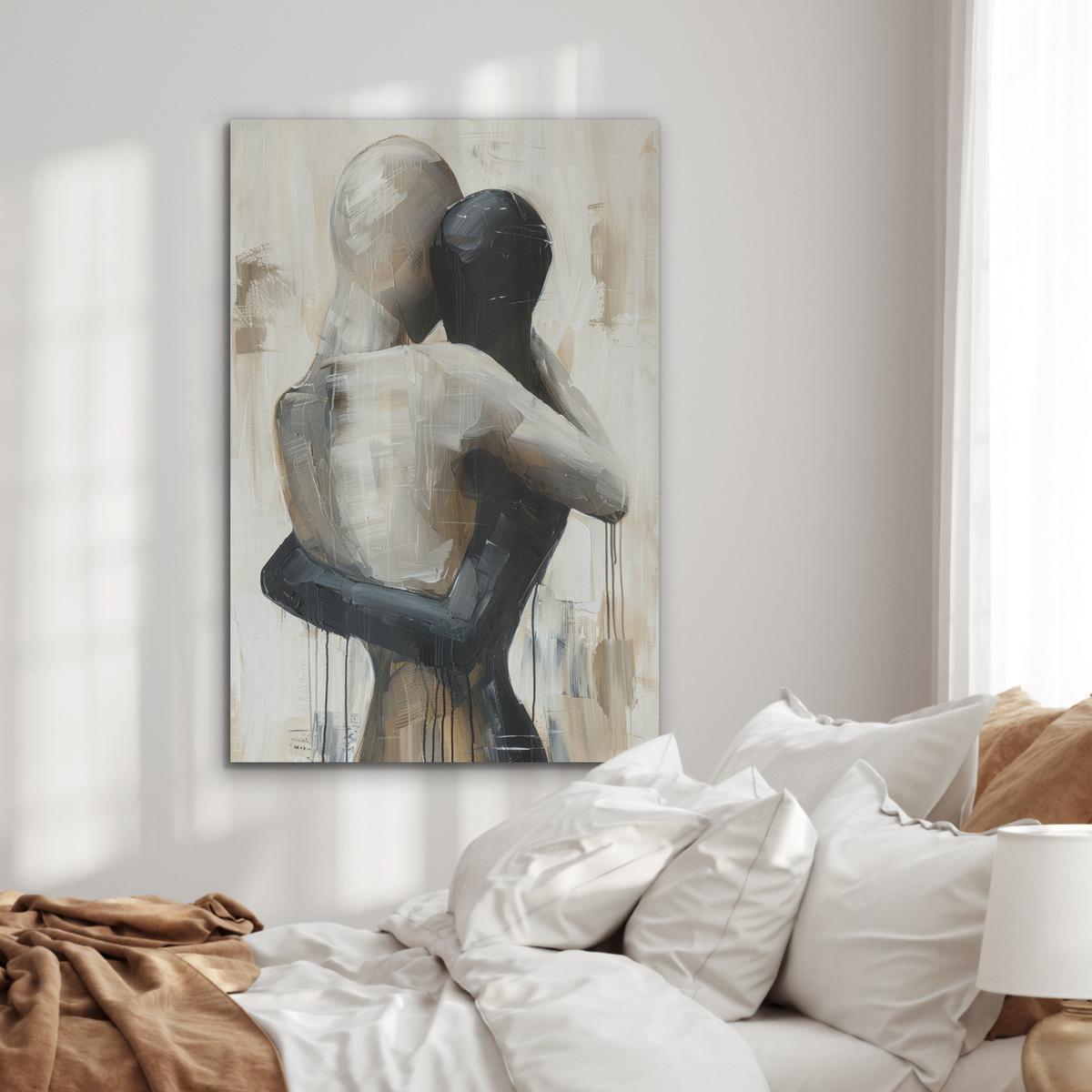 AKUSTIKBILD Abstrakt - Liebe - Schwarz und weiß - Modern Wanddeko 70x100 cm - Schwarz, Kunststoff (70/100/0.9cm) - MuchoWow