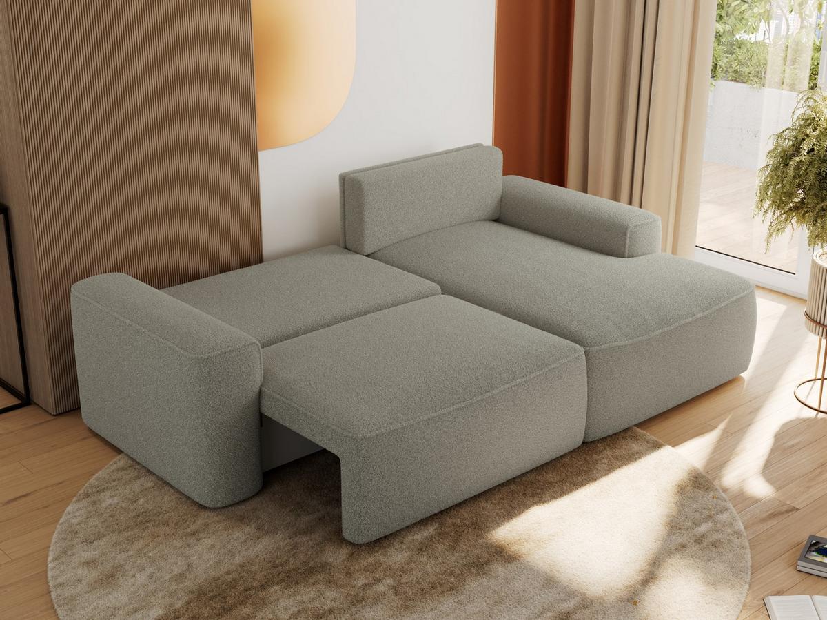 ECKSOFA BELLUNO L Hellgrau Boucle - Rechts - Hellgrau/Schwarz, Textil (233/144cm) - MKS