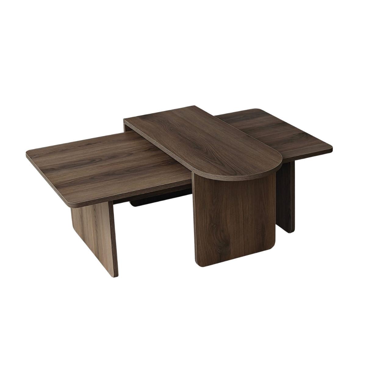 COUCHTISCHE 2er?Set asymmetrische Tischplatten L105 cm 105/60/35 cm - Naturfarben, Holzwerkstoff (65/60/35cm) - Calicosy