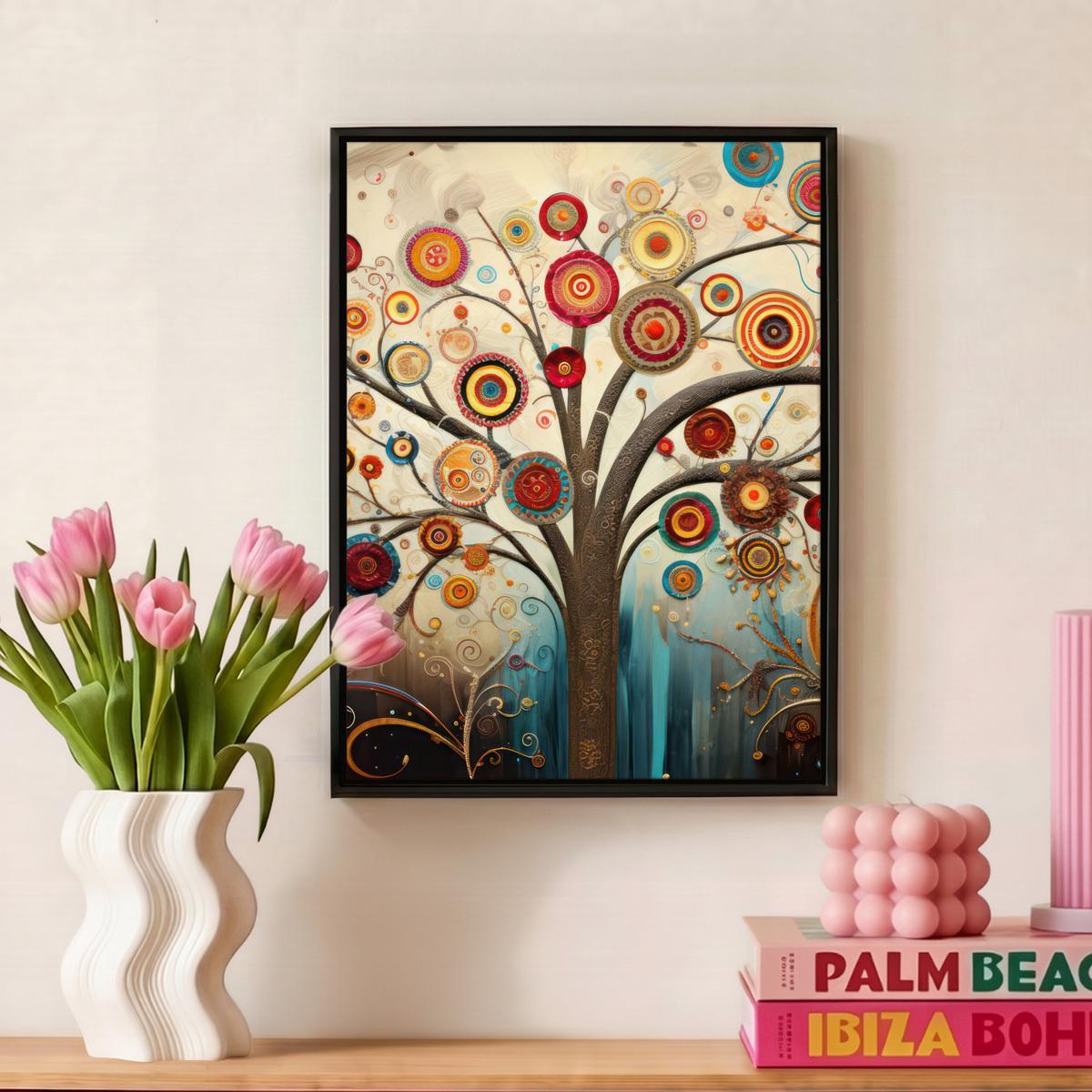 LEINWAND Bilder mit Rahmen - Baum - Baum des Lebens - Farbe - 30x40 - Braun, Textil (30/40cm) - MuchoWow