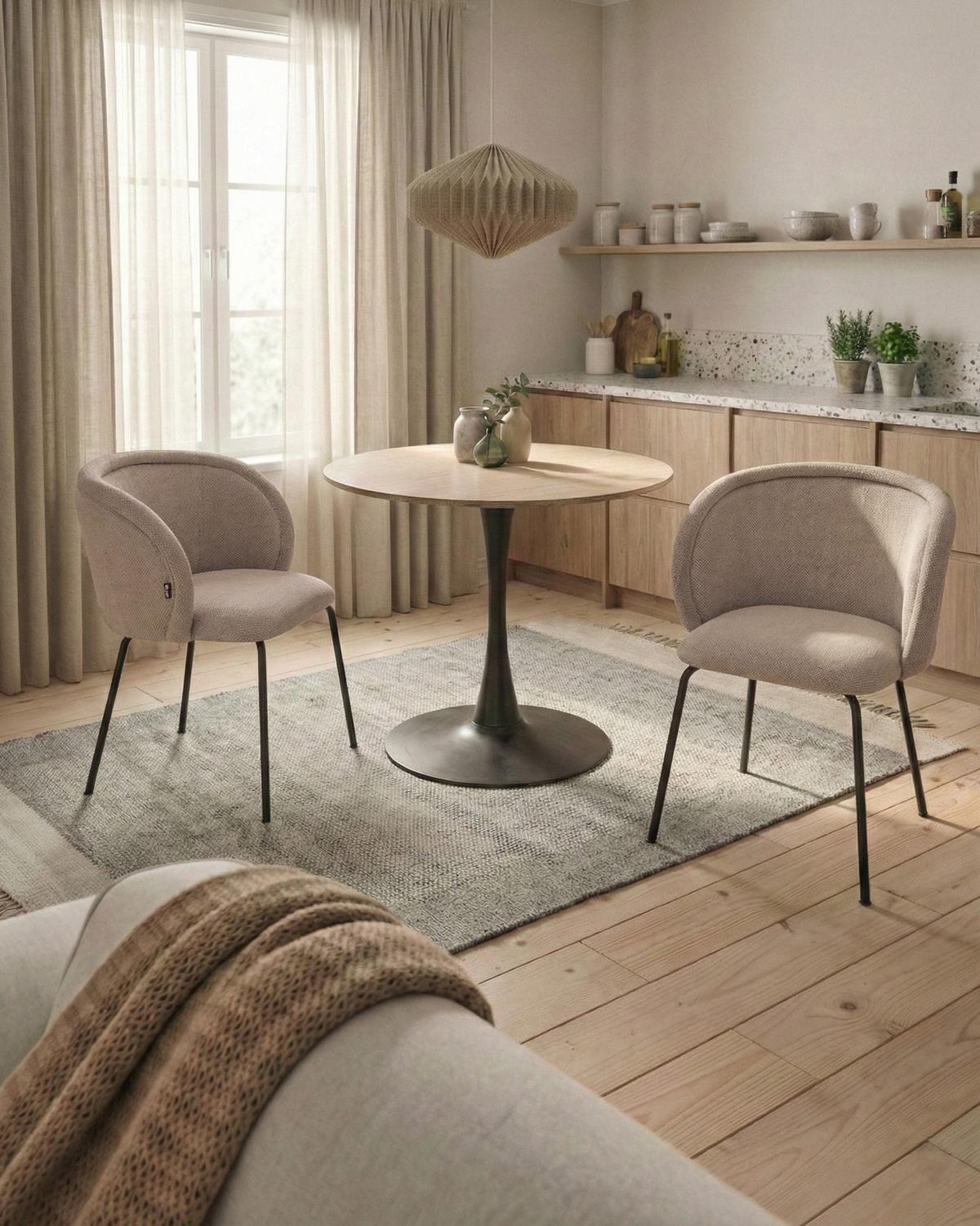 ESSZIMMERSTUHL 2er Set Stoff Taupe Sarasota - Taupe, Textil/Metall (60/79/60cm) - Beliani