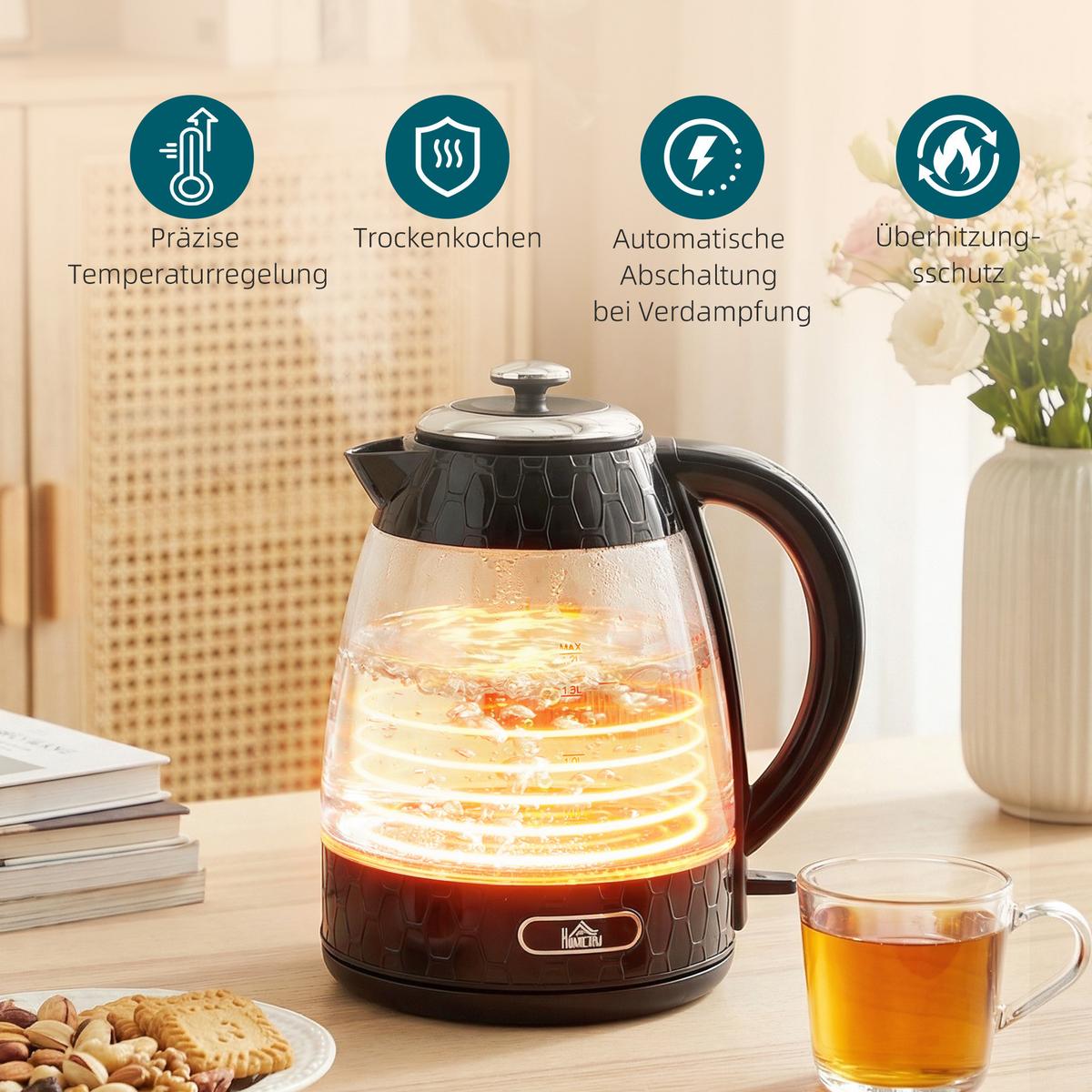 WASSERKOCHER-TOASTER SET aus Kunststoff Edelstahl Schwarz - Schwarz, Kunststoff (16.9/23.8/22.2cm) - HOMCOM