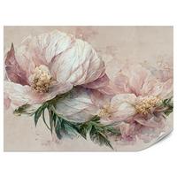 FOTOTAPETE für Wohnzimmer Vintage Rosa Blumen Blätter Natur 450x315 - Beige/Creme, Papier (450/315cm) - Muralo