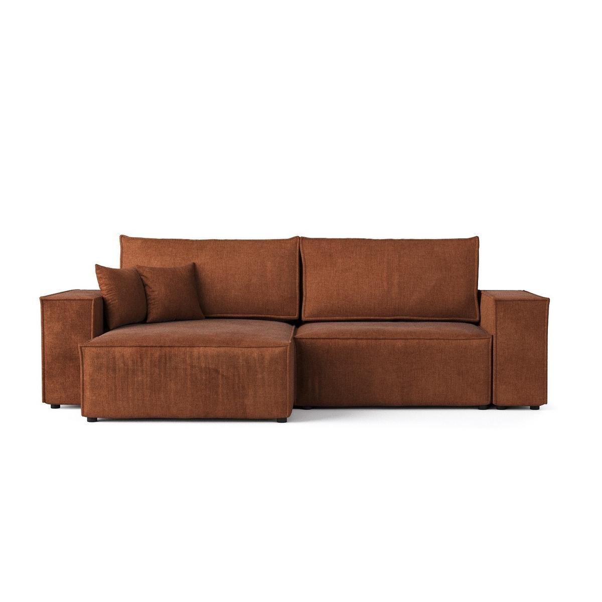 ECKSOFA CAVO mit Schlaffunktion Kupfer im Wind Stoff - Schwarz/Kupferfarben, Holz/Holzwerkstoff (255/148cm) - AltaBeds