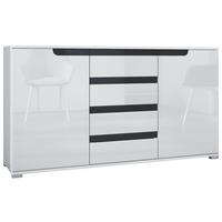 SIDEBOARD Sylt Weiß Hochglanz / Schwarz Hochglanz - Weiß Hochglanz, Holzwerkstoff (138.5/75.5/35cm) - Vladon