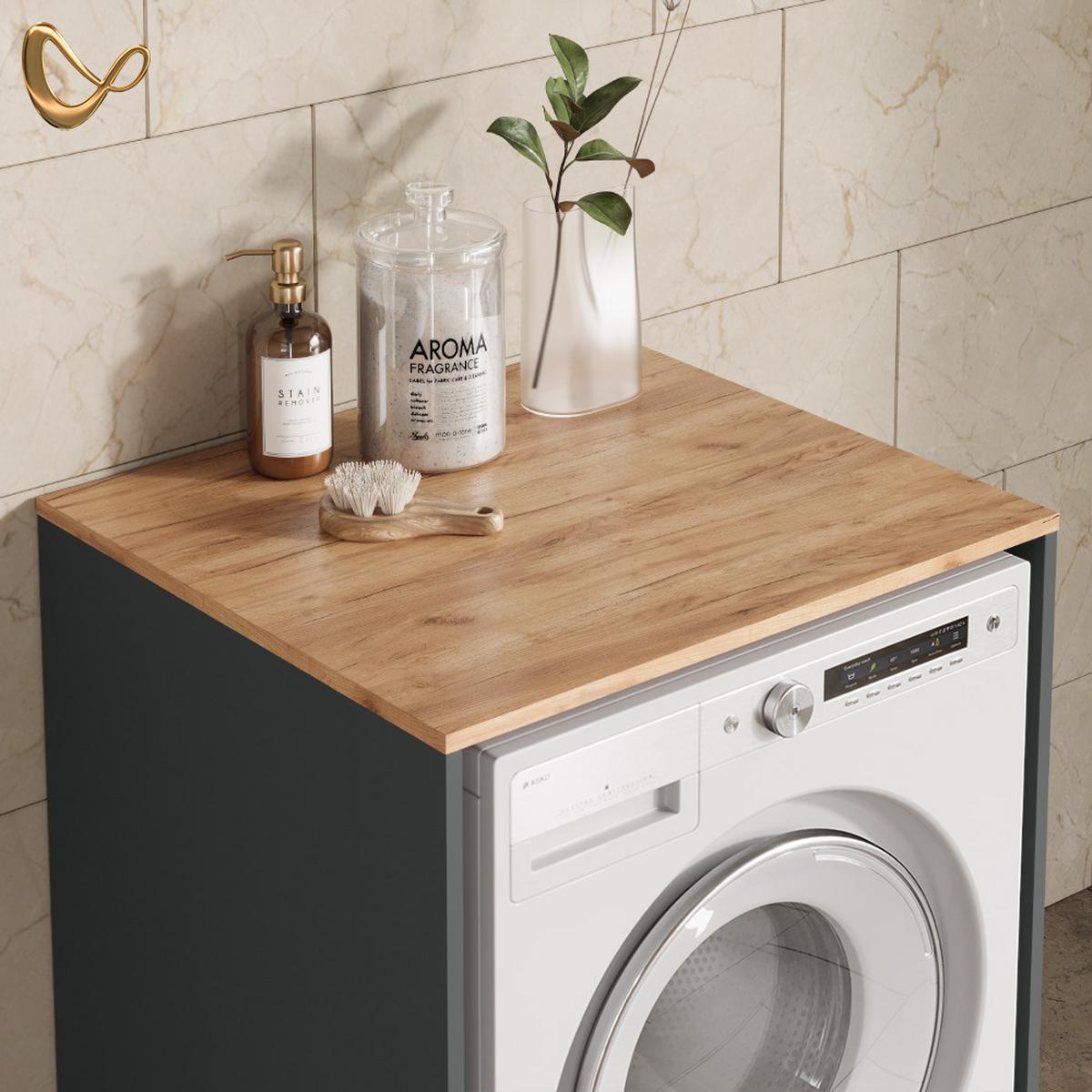 WASCHMASCHINENSCHRANK Paolina Anthrazit/Goldkraft Eiche 68 x 88.2 cm - Honigeiche/Anthrazit, Holzwerkstoff (68/88.2/60cm) - Livinity®