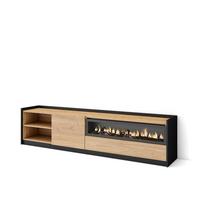 LOWBOARD, Eiche Schwarz, Elektrokamin, 207/37/50cm - Eichefarben, Holzwerkstoff (207/50/37cm) - Skraut Home