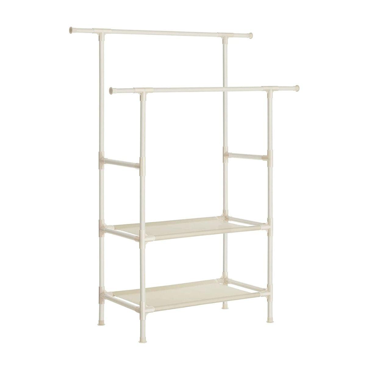 KLEIDERSCHRANK mit 2 Kleiderstangen und 2 Regalen Weiß - Weiß, Metall (80/176/47cm) - Calicosy