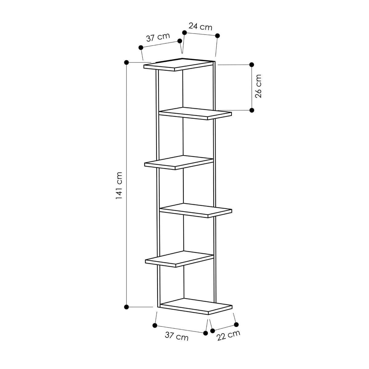 ECKREGAL 6 Regale weiß H141 cm - Saso - Weiß, Holzwerkstoff (24/141/12cm) - Calicosy
