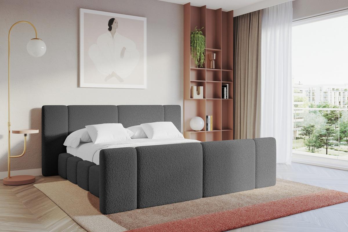 POLSTERBETT mit Bettkasten, Fußteil und Lattenrost, Bett mit Matratze H3/H4 - NILO-Z 120x200 Grau - Grau, Holzwerkstoff/Textil (120/200cm) - ALTDECOR