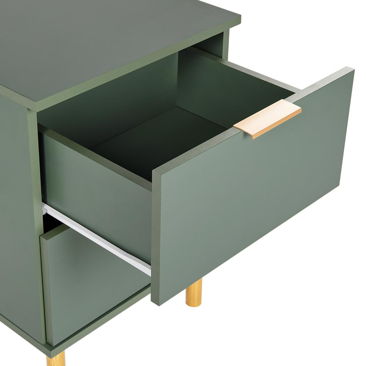 NACHTTISCH mit 2 Schubladen Grün Walpole - Grün, Holzwerkstoff (40/41/56cm) - Beliani