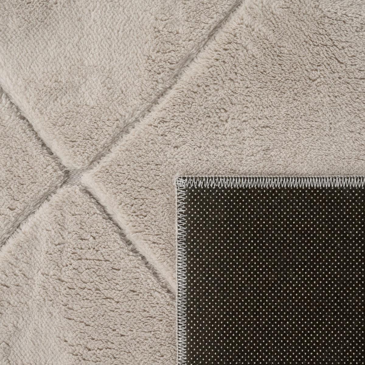 KURZFLORTEPPICH Waschbar, mit Rauten-Struktur, Creme, 60 x 100 cm - Beige, Textil (100/60cm) - KADIMA DESIGN