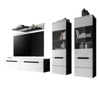WOHNWAND weiß, grau, Wohnkombination 4-teilig hängend / stehend 272 cm, Cooper - Schwarz/Weiß, Glas/Holzwerkstoff (272/141/33cm) - Inn.Furn