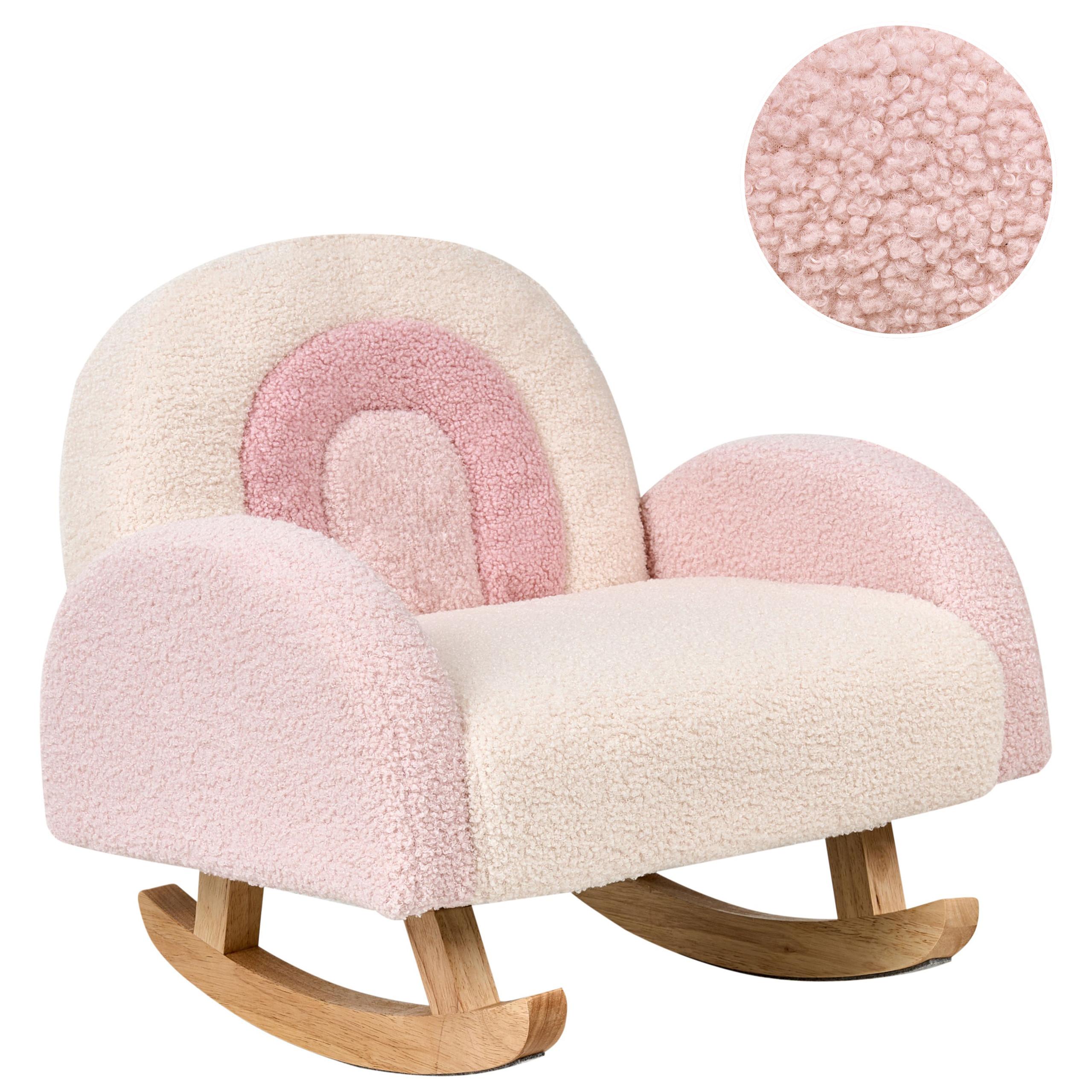 KINDERSCHAUKELSTUHL Regenbogen Bouclé Pastellrosa Ombo - Pink, Textil (44/48/53cm) - Beliani