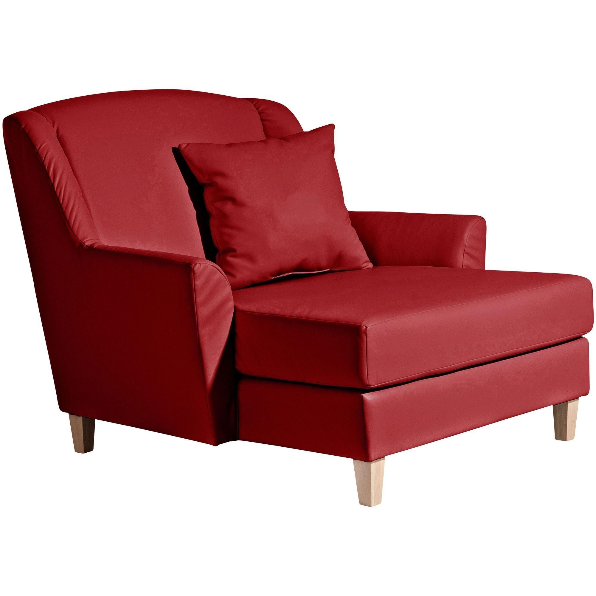 SESSEL XXL Karil Bezug Kunstleder Buche natur / chilli - Rot, Kunststoff (136/107/142cm) - 58aufmkessel