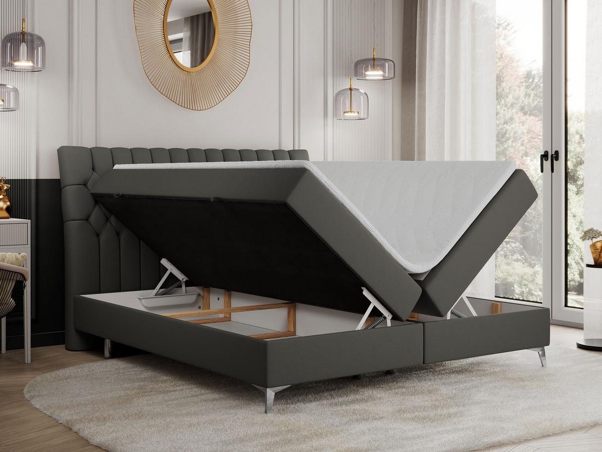 BOXBETT MILEN 120/200 Dunkelgrau Kunstleder - H3 - Dunkelgrau, Holz/Textil (120/200cm) - MKS