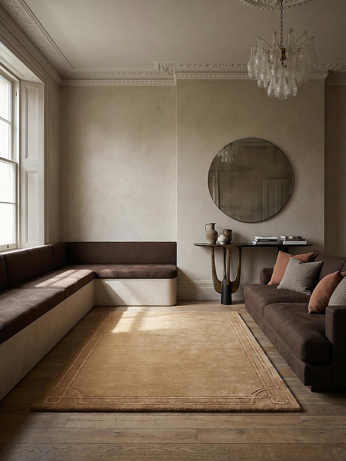 WOLLTEPPICH GLEN, mit Bordüre, Ocker, 160 x 230 cm - Orange, Textil (230/160cm) - KADIMA DESIGN