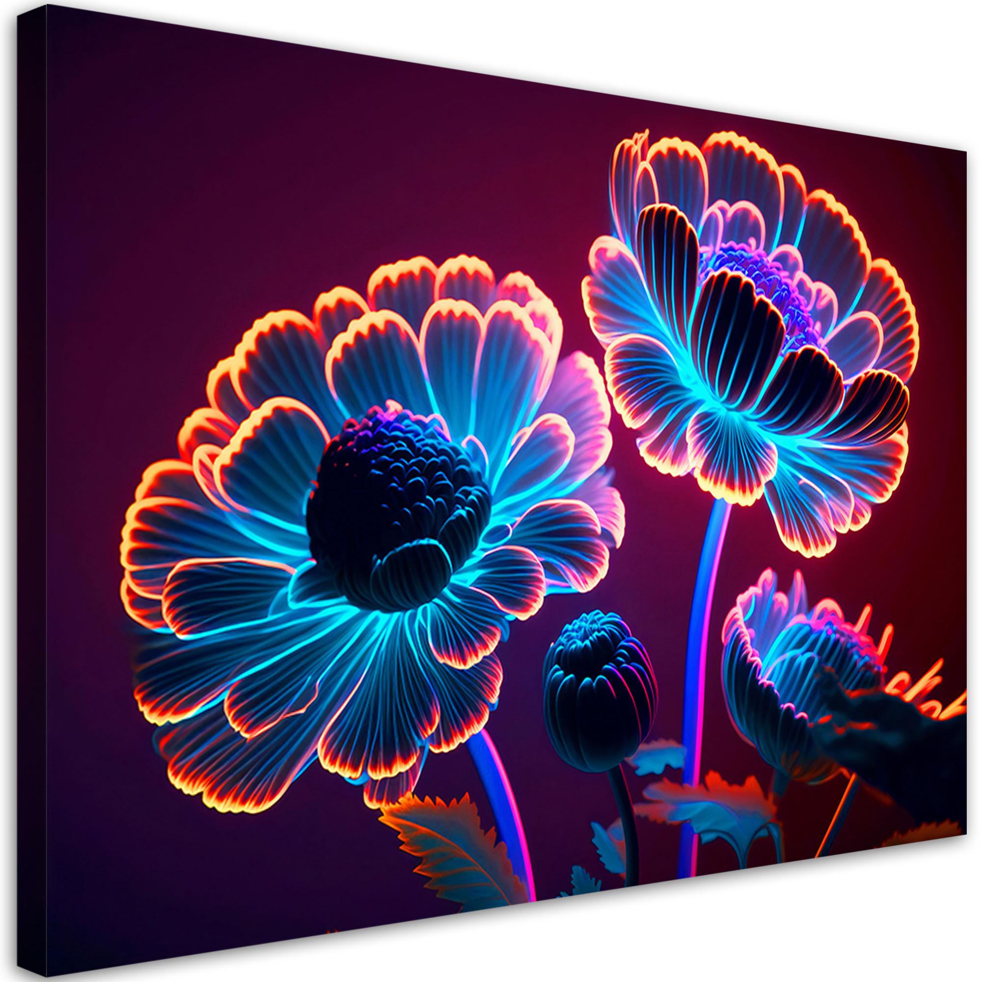 WANDBILD neon blumen knospen - Multicolor, Textil (60/40cm) - Feeby