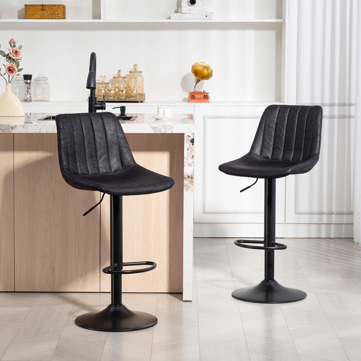 BARHOCKER Mikrofasertuch Schwarz - Schwarz/Grau, Textil/Metall (43/110/46.5cm) - HOMCOM