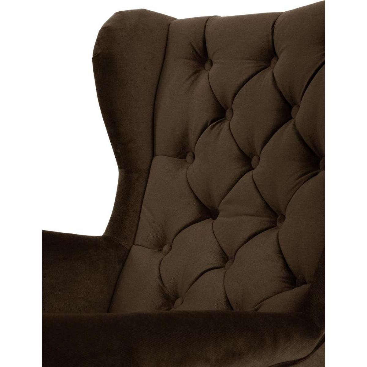 CHESTERFIELD-SESSEL Falco braun mit Holzbeinen - Wengefarben/Braun, Holz/Textil (82/102/92cm) - Beautysofa